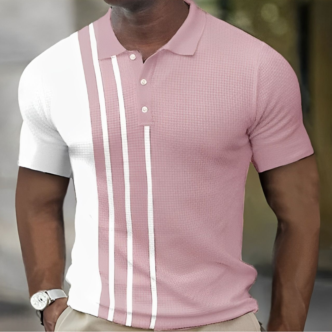 Adrien™ | Polo rayé en coton léger coupe ajustée