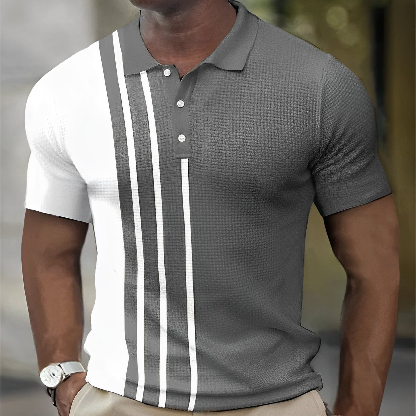 Adrien™ | Polo rayé en coton léger coupe ajustée