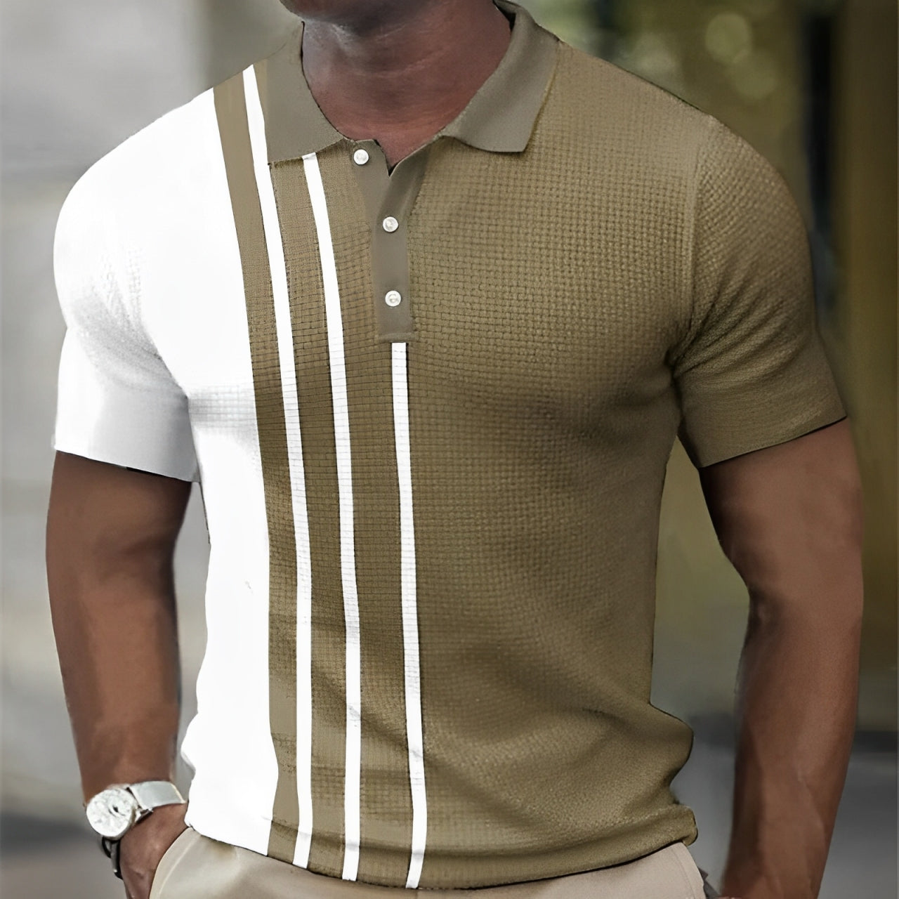 Adrien™ | Polo rayé en coton léger coupe ajustée