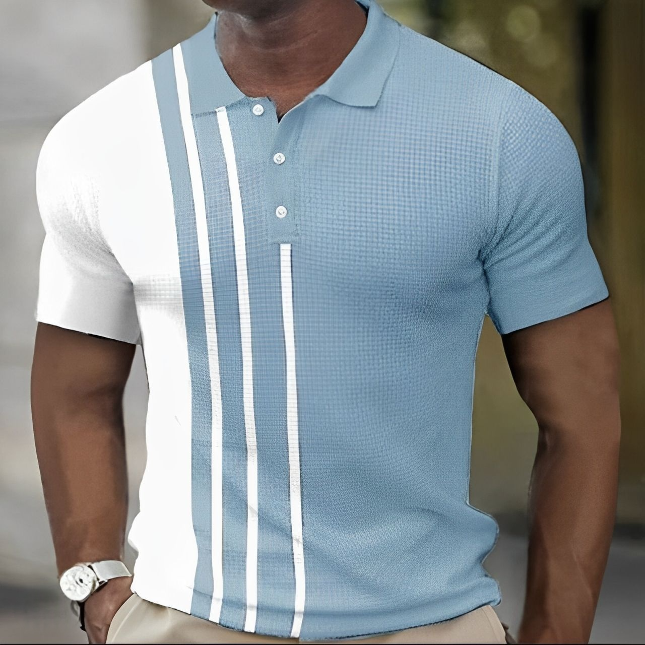 Adrien™ | Polo rayé en coton léger coupe ajustée
