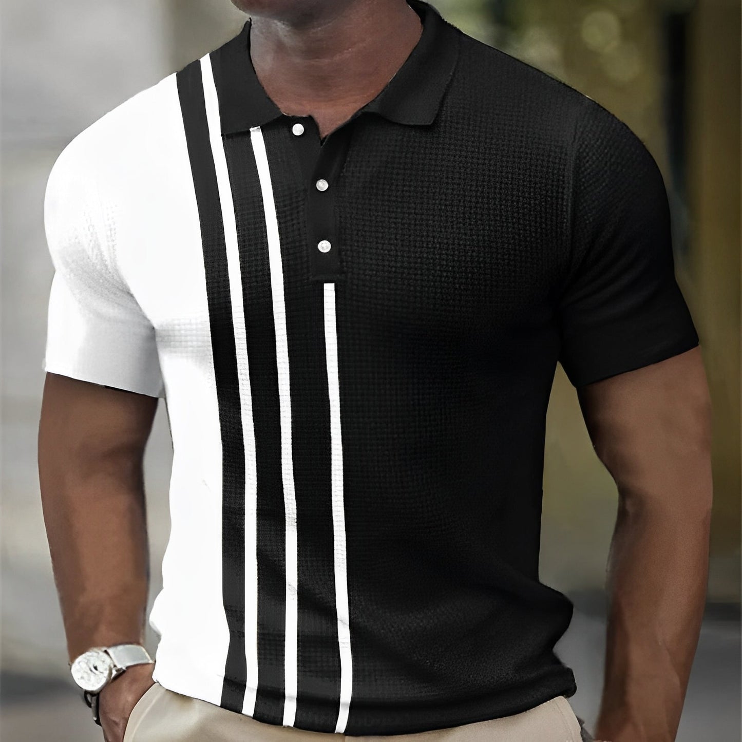 Adrien™ | Polo rayé en coton léger coupe ajustée