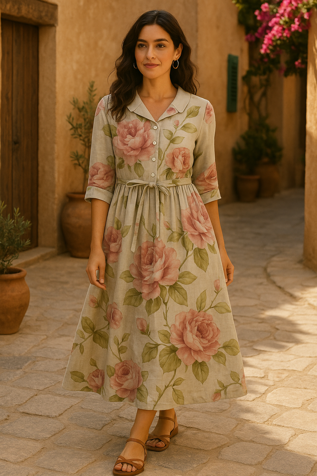 Isabella™ | Vestido Vintage Floral de Lino