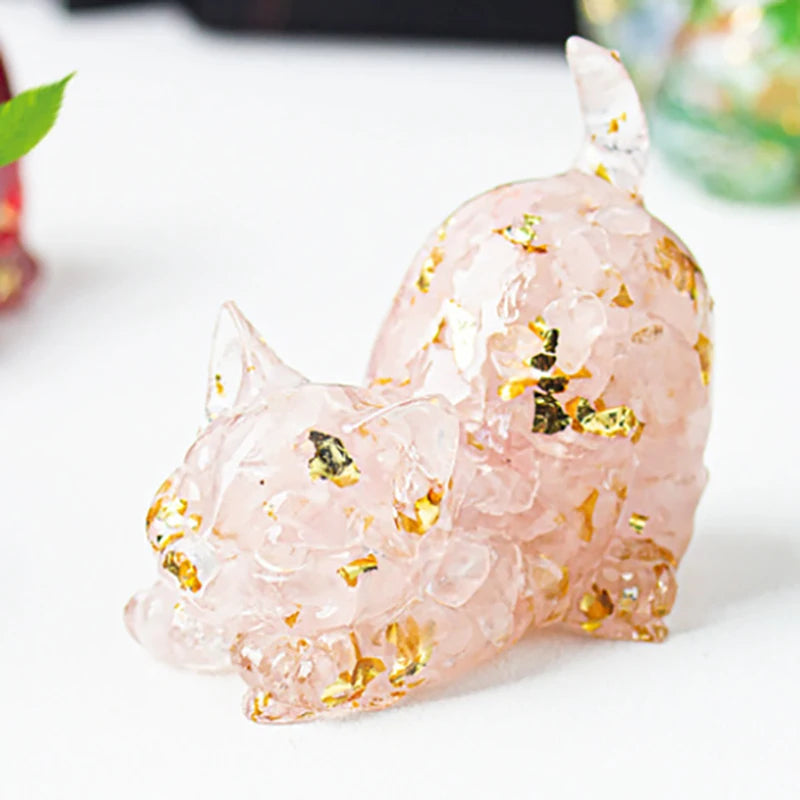Estrella™ | Escultura de Gato en Cristal Multicolor