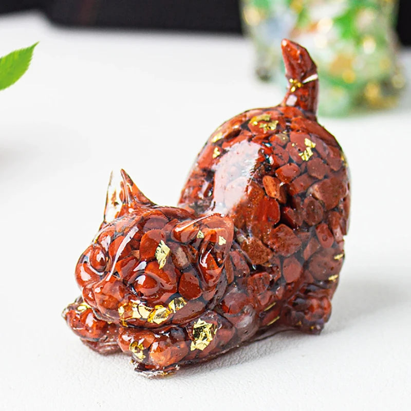 Estrella™ | Escultura de Gato en Cristal Multicolor