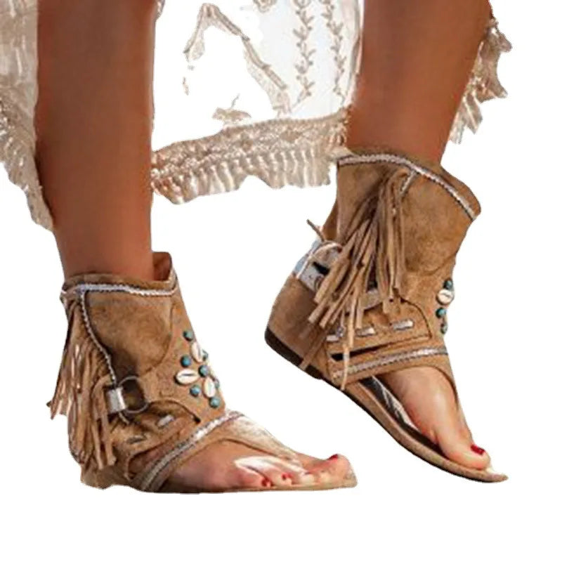 Jeanne™ | Sandales rétro-bohèmes avec franges
