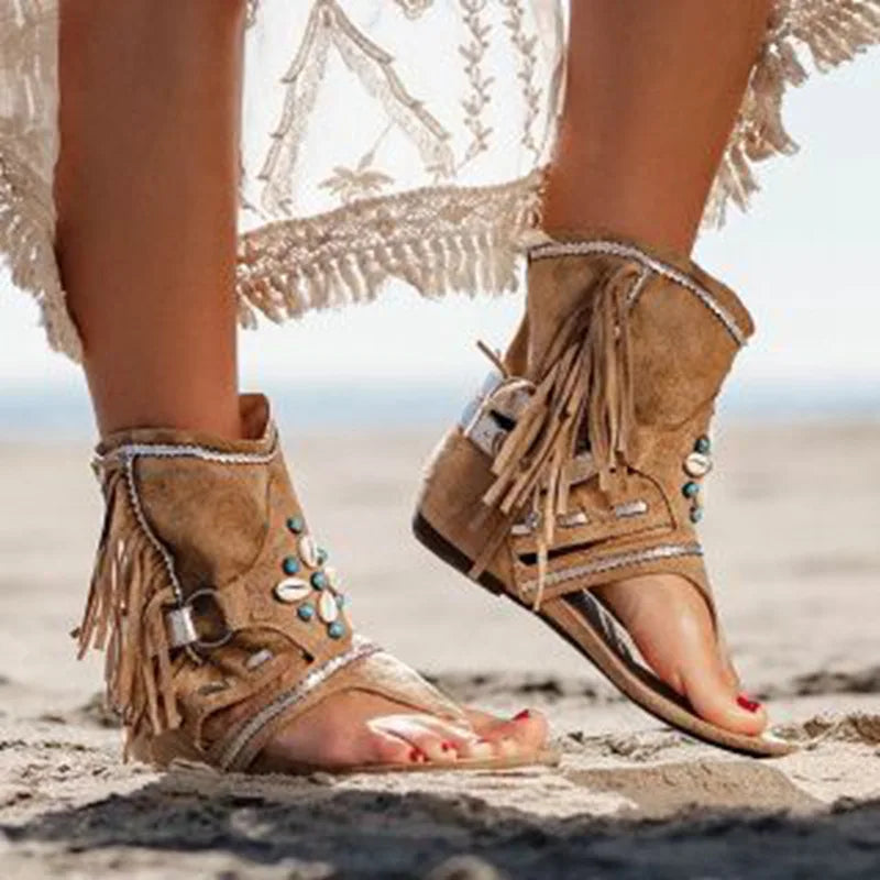 Jeanne™ | Sandales rétro-bohèmes avec franges