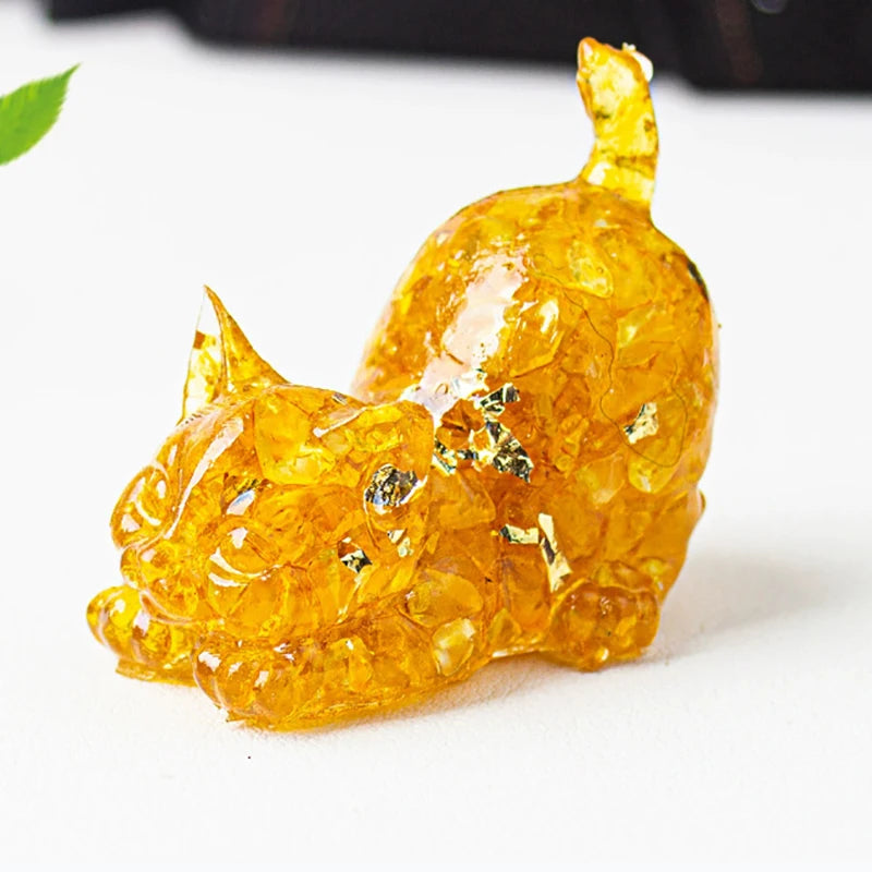 Estrella™ | Escultura de Gato en Cristal Multicolor