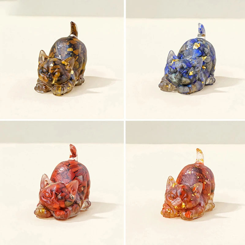 Estrella™ | Escultura de Gato en Cristal Multicolor