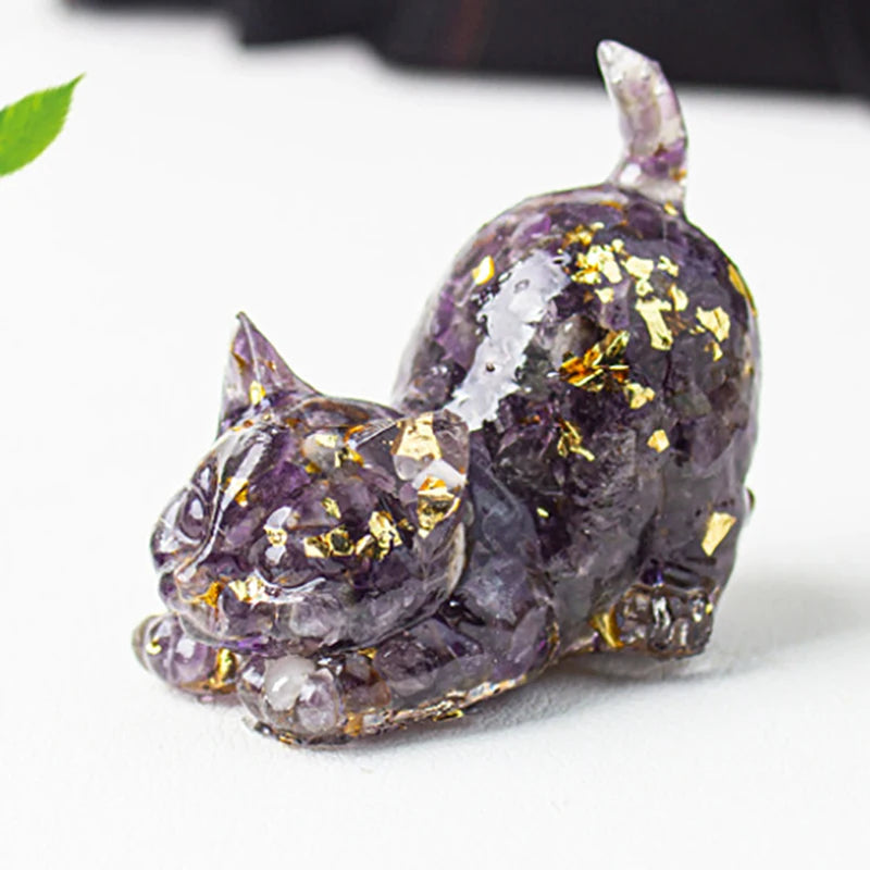 Estrella™ | Escultura de Gato en Cristal Multicolor