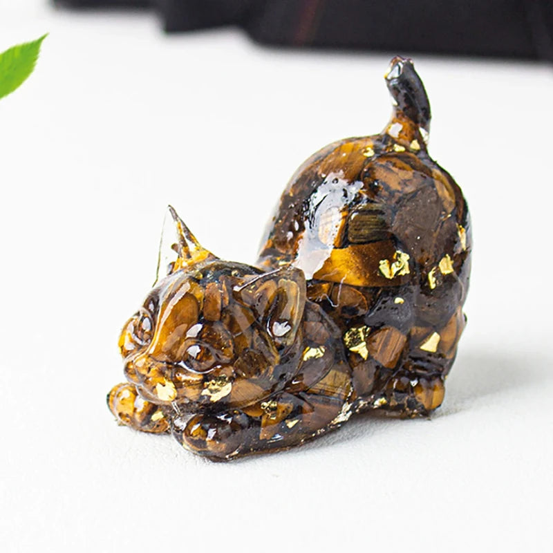 Estrella™ | Escultura de Gato en Cristal Multicolor