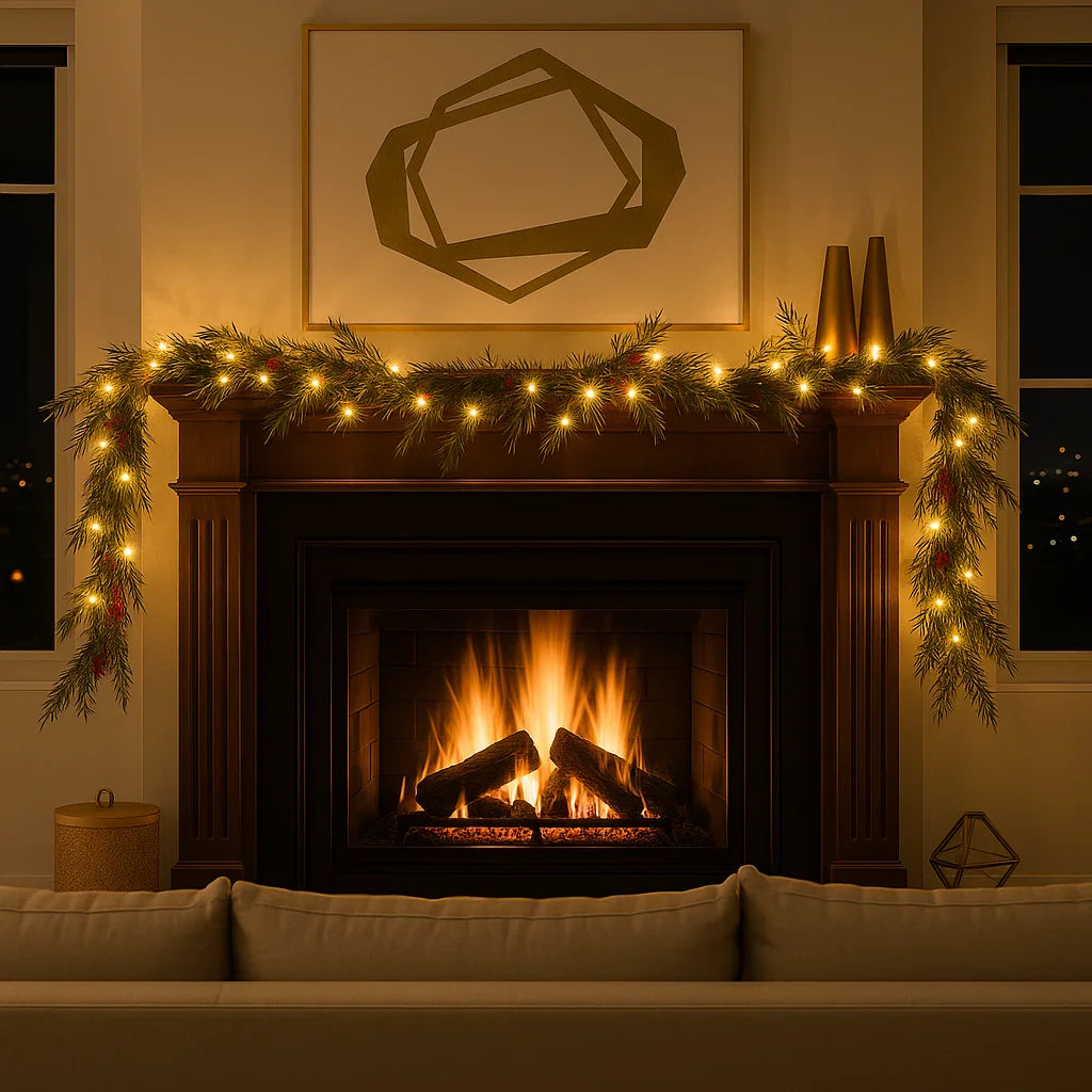 AuroraBerry™ | Guirnalda Navideña con Luces Cálidas y Bayas