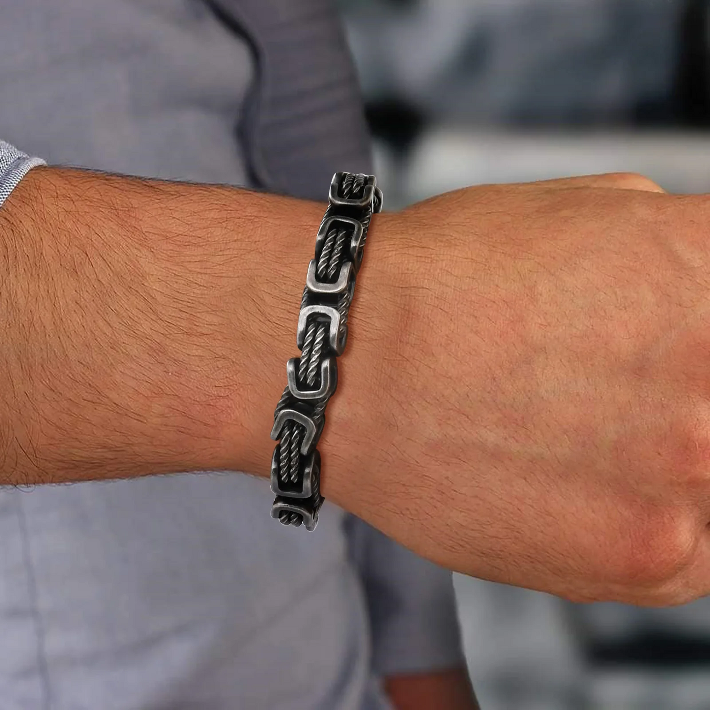 Noé™ | Bracelet tressé en acier poli