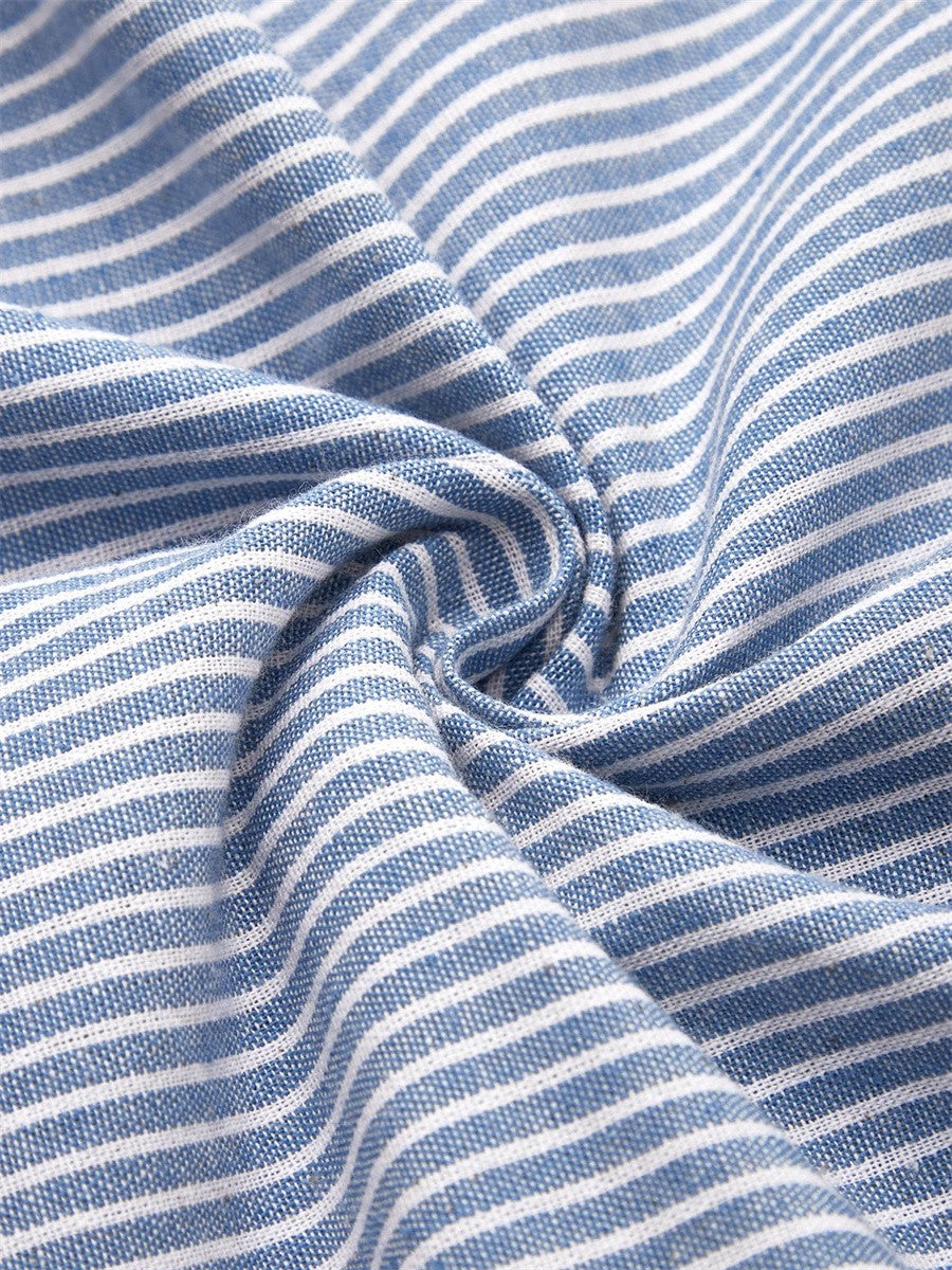 Clémentine™ | Robe midi légère en coton rayé