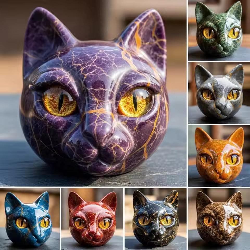 Aritz™ | Escultura Felina Mística en Estilo Mármol