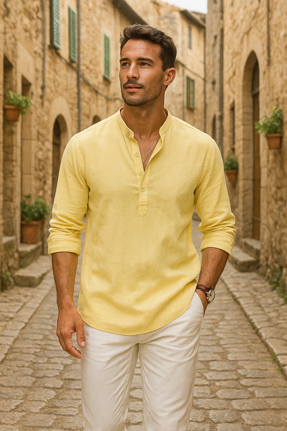 Félix™ | Chemise en lin avec col tunisien