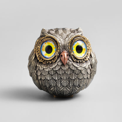 Orion™ | Escultura de Búho en Bronce con Ojos Místicos