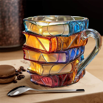 Lucía™ | Taza artística de cristal en forma de libros