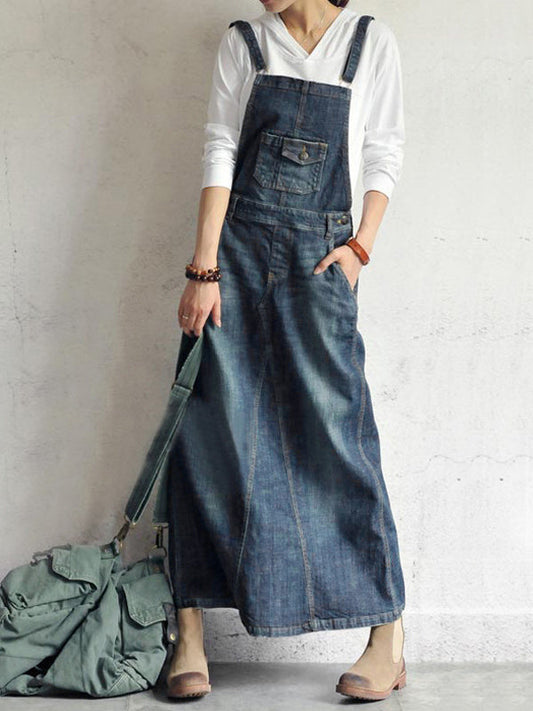 Jeanne™ | Robe en jean décontractée style salopette