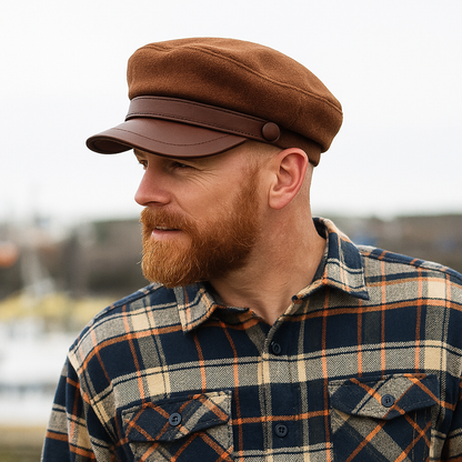 BarónMar™ | Gorra Mediterránea de Piel y Lana