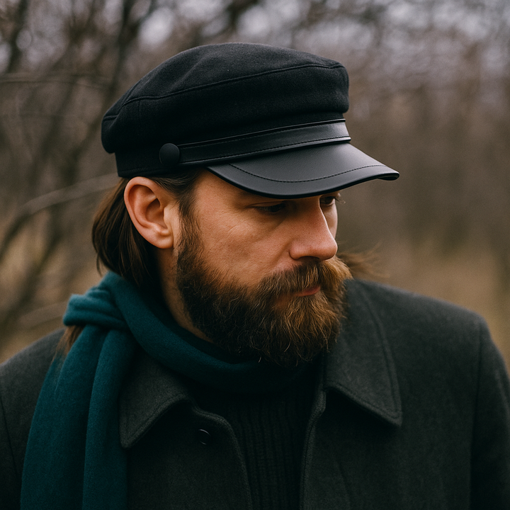 BarónMar™ | Gorra Mediterránea de Piel y Lana