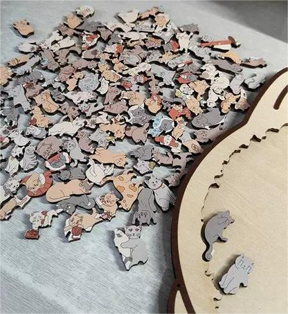 Luna™ | Rompecabezas de madera en forma de gato