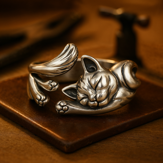María™ | Anillo Gato Escultórico de Plata