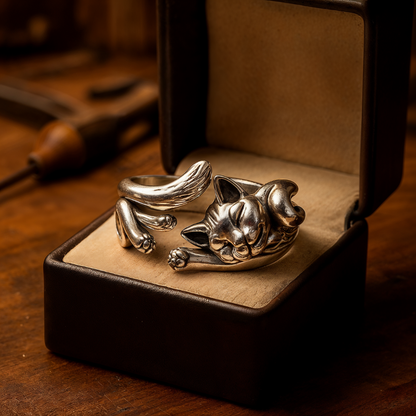 María™ | Anillo Gato Escultórico de Plata