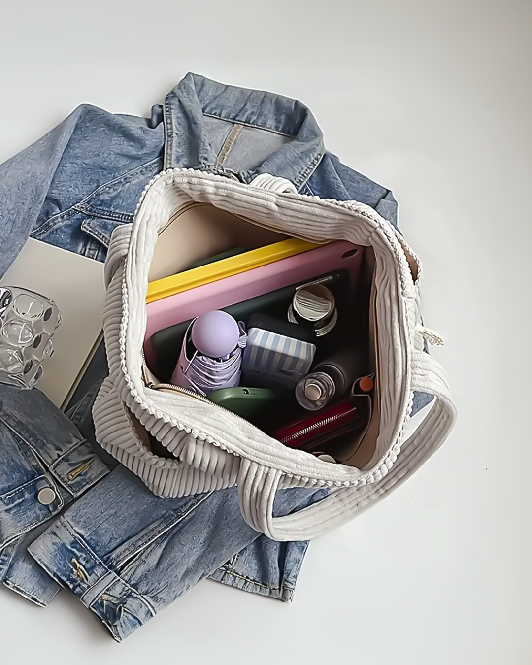 Verde Serena™ | Bolso Acanalado con Detalle de Cordón