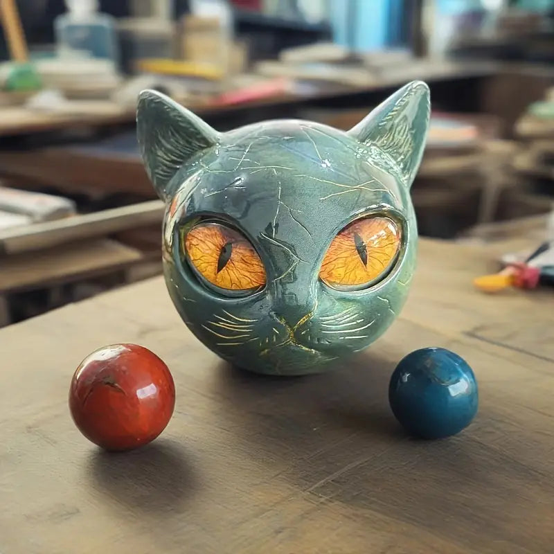 Noa™ | Escultura Felina Mística en Estilo Mármol