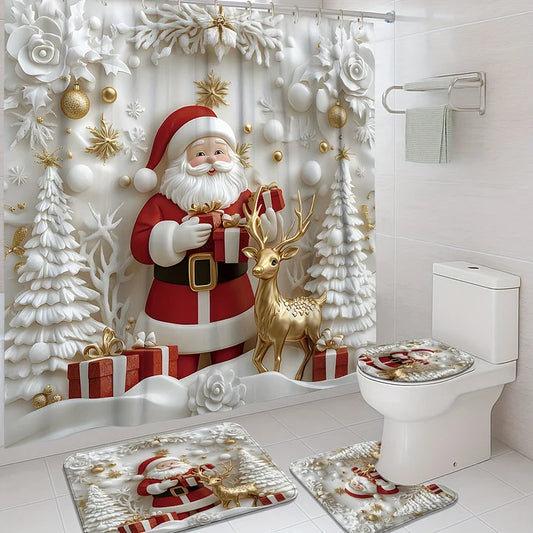 Noel™ | Set Navideño Completo para Baño (4 Piezas)