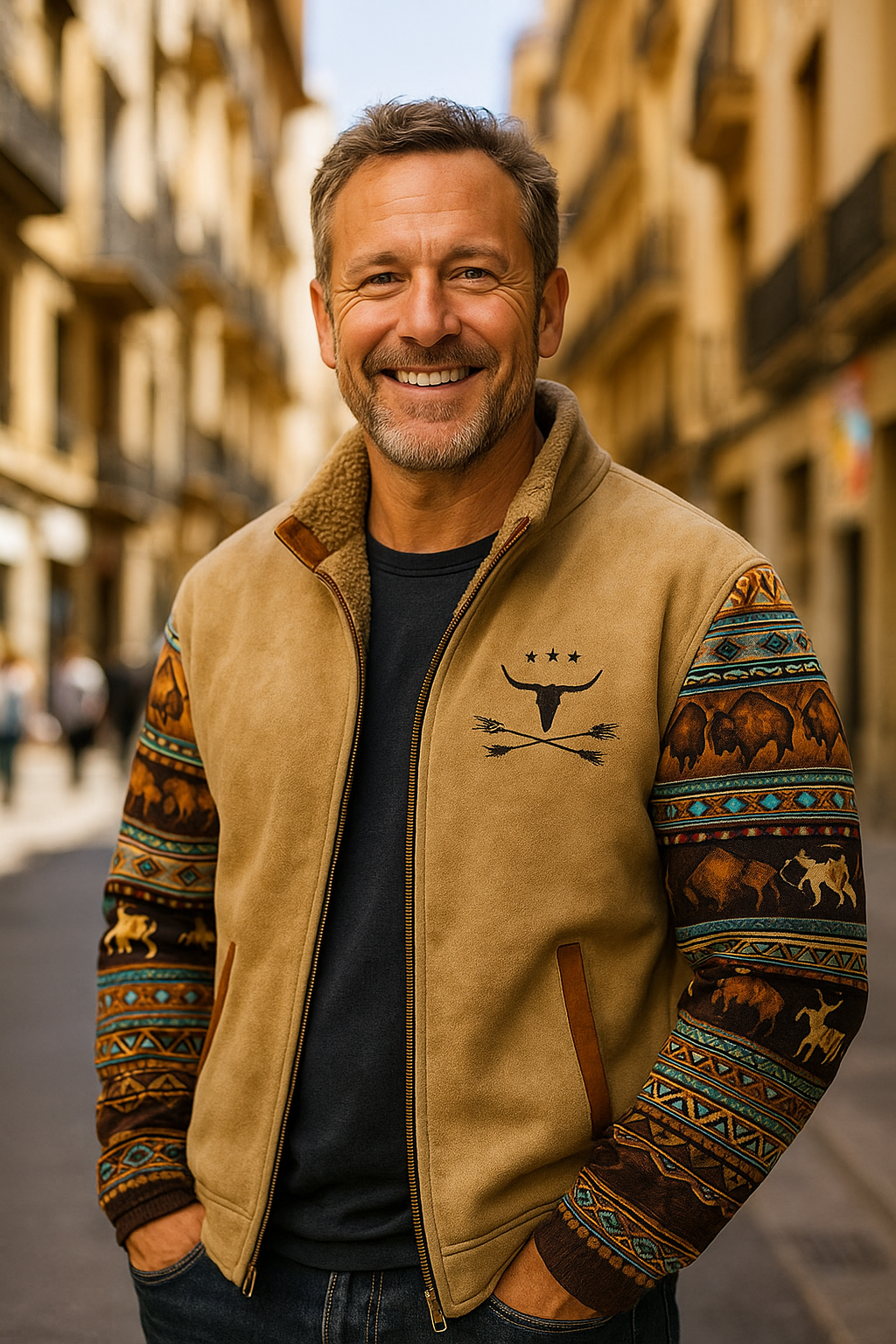 Héctor™ | Chaqueta cálida con forro de borreguillo y diseño tribal