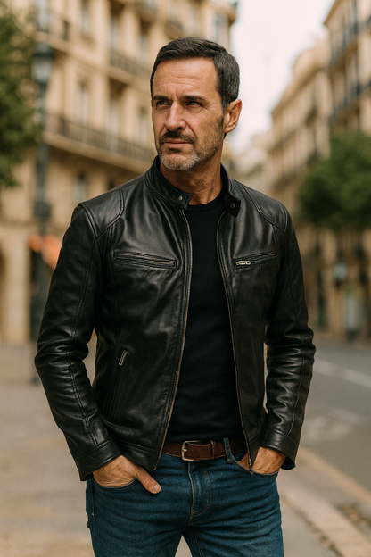 Rafael™ | Cazadora de Cuero Clásica para Hombre