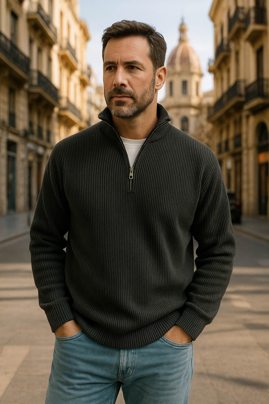 Horizon Rib™ | Jersey medio cremallera para hombre