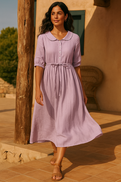 Lucía™ | Vestido de Lino Algodón Minimalista