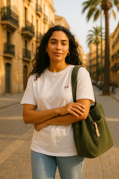 Verde Serena™ | Bolso Acanalado con Detalle de Cordón