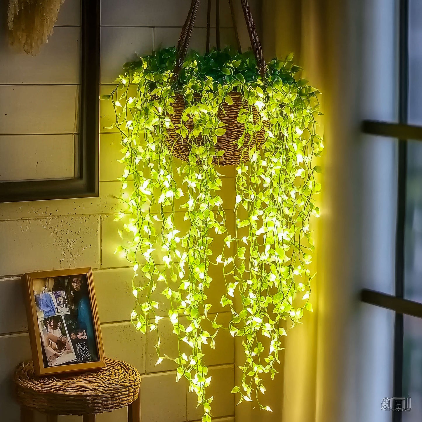 LuzVerde™ | Guirnalda Colgante con Hojas y Luz Cálida