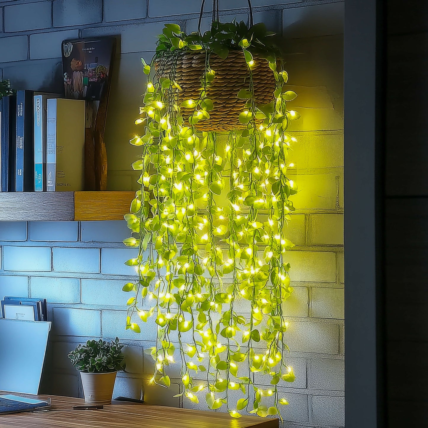 LuzVerde™ | Guirnalda Colgante con Hojas y Luz Cálida