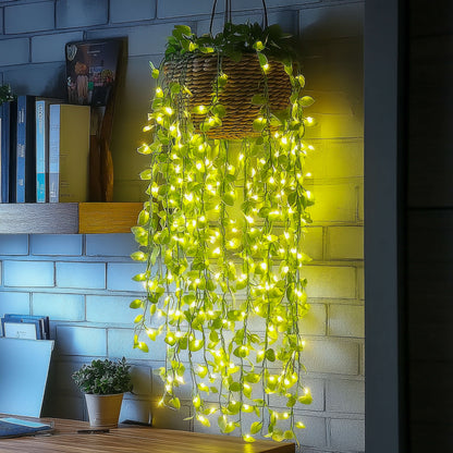LuzVerde™ | Guirnalda Colgante con Hojas y Luz Cálida