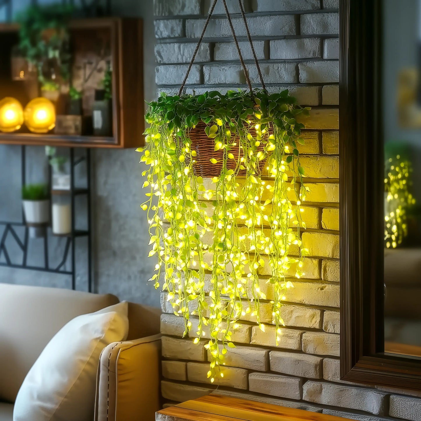 LuzVerde™ | Guirnalda Colgante con Hojas y Luz Cálida