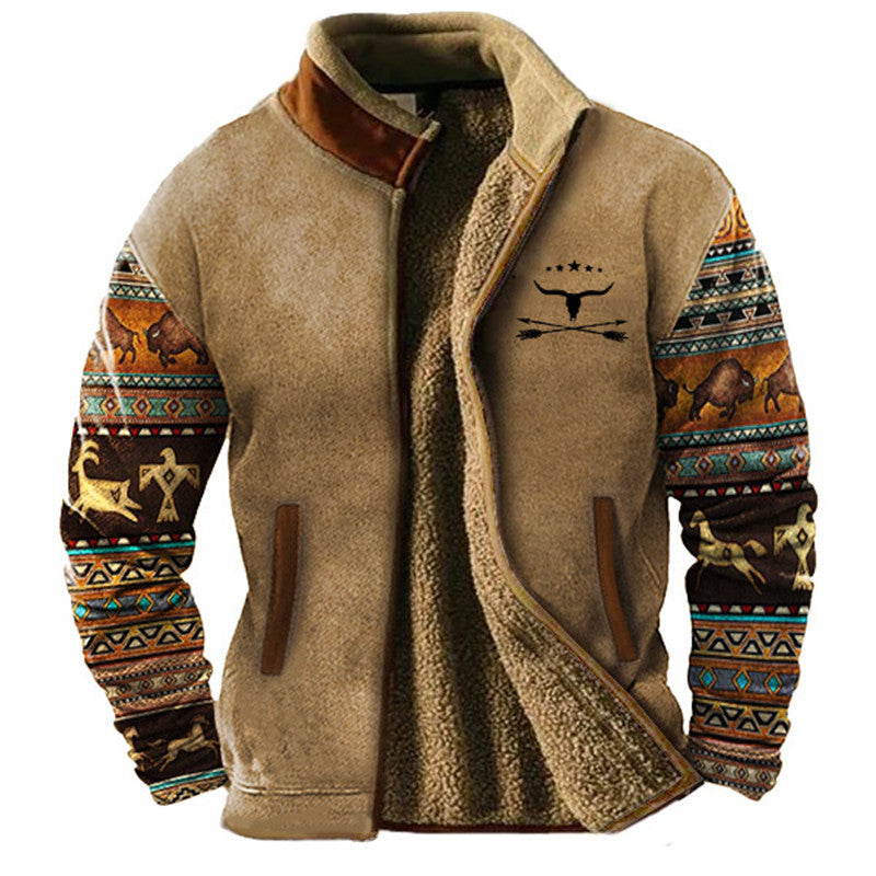 Héctor™ | Chaqueta cálida con forro de borreguillo y diseño tribal