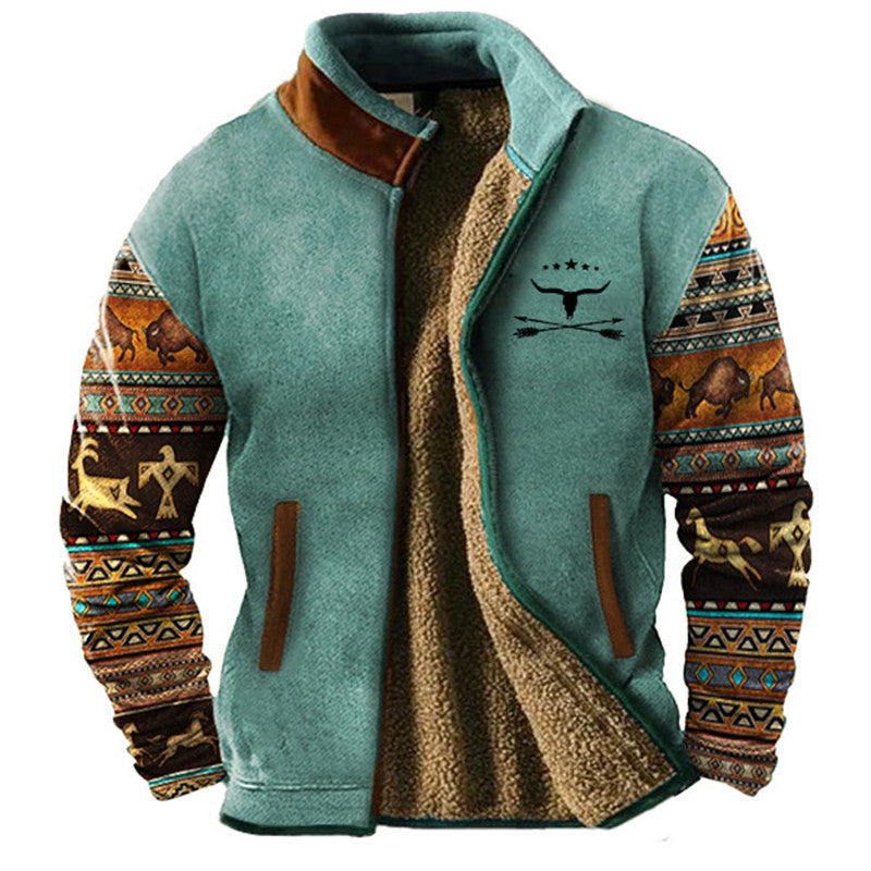 Héctor™ | Chaqueta cálida con forro de borreguillo y diseño tribal