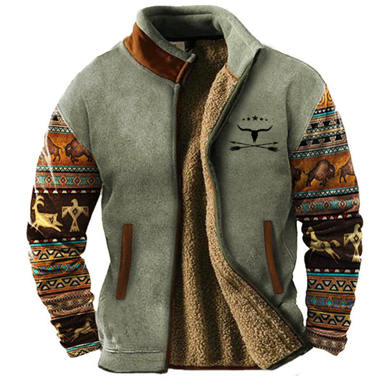 Héctor™ | Chaqueta cálida con forro de borreguillo y diseño tribal