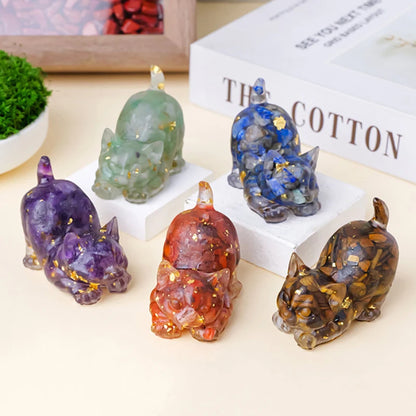 Estrella™ | Escultura de Gato en Cristal Multicolor