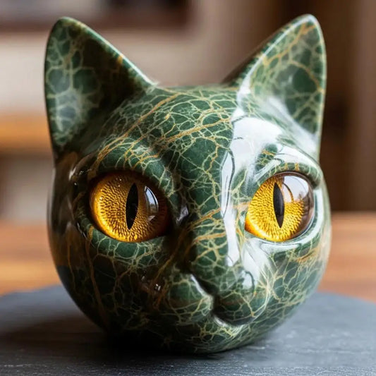 Aritz™ | Escultura Felina Mística en Estilo Mármol