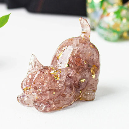 Estrella™ | Escultura de Gato en Cristal Multicolor