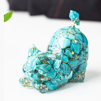 Estrella™ | Escultura de Gato en Cristal Multicolor