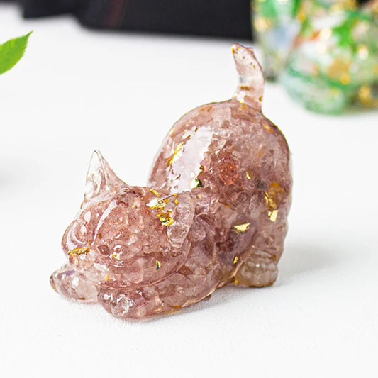 Estrella™ | Escultura de Gato en Cristal Multicolor