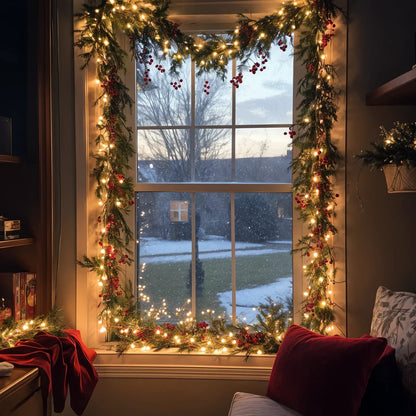 AuroraBerry™ | Guirnalda Navideña con Luces Cálidas y Bayas