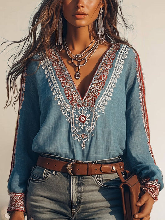 Hélène™ | Blouse bohème inspirante avec broderies détaillées