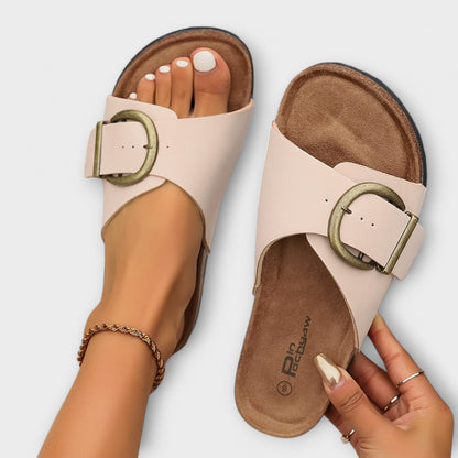 Élise™ - Sabots en liège pour femmes avec design à lanières à boucle